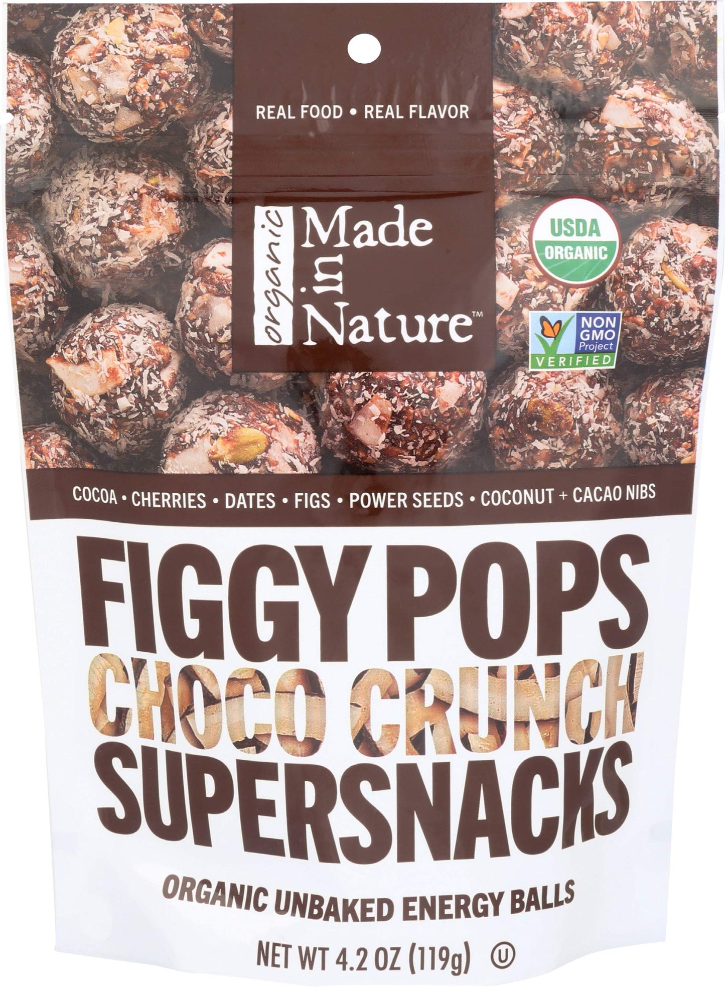 Made in Nature Figgy Pops Chocolate Crunchy Organic, 4.2 oz