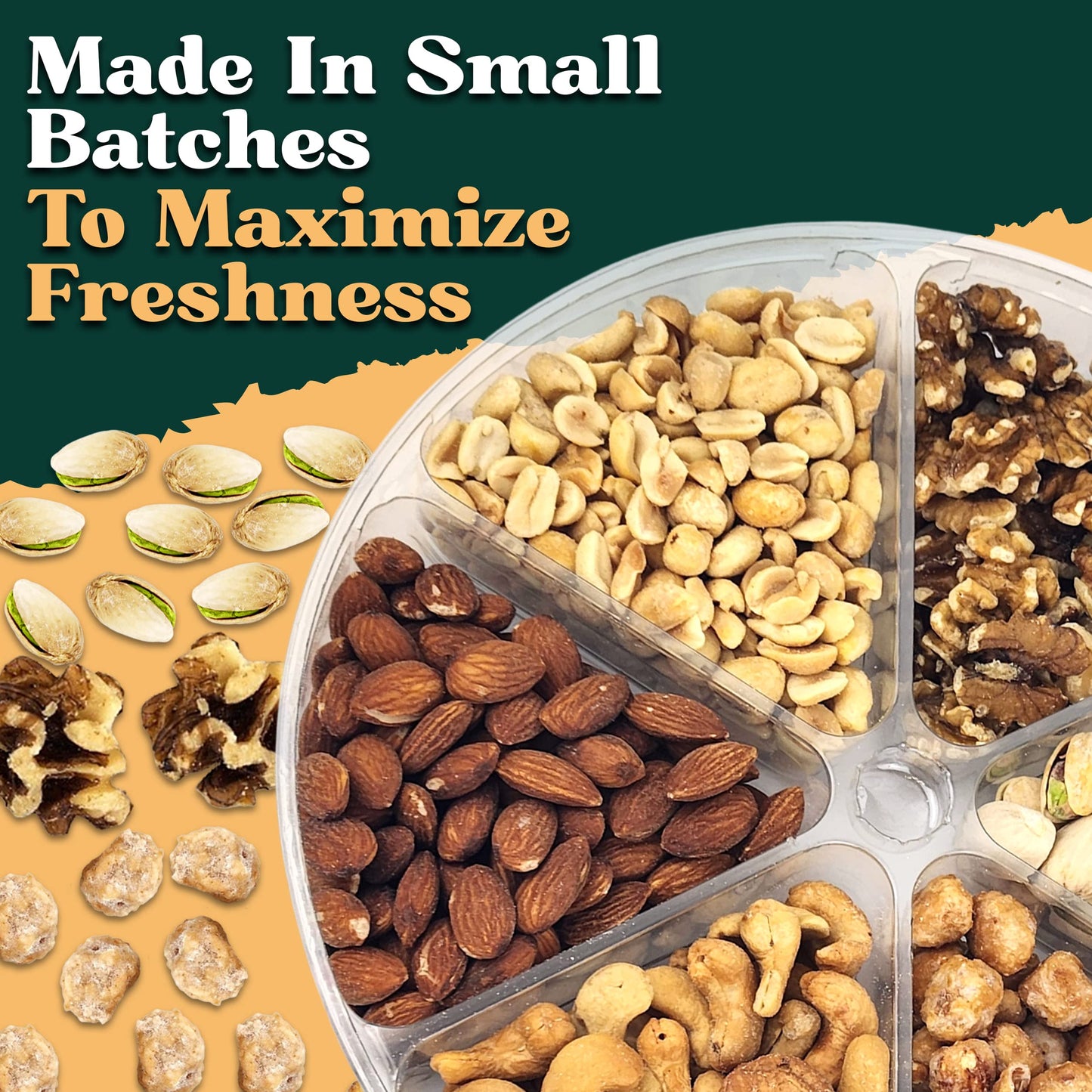 Simple Orchards Gourmet Nuts Gift Basket - 2.2 LB Assorted Nuts in Green Box - Perfect for Mothers Day, Birthdays, Sympathy