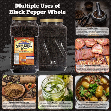 Rani Black Pepper Whole Peppercorns, Premium MG-1 Grade, 80oz (5lbs) Bulk PET Jar, Non-GMO, Kosher, Gluten Friendly, Product of Vietnam