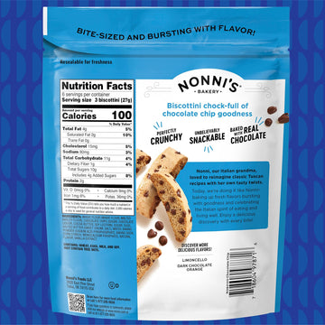 Nonni's Biscotti Style Chocolate Chip Cookie Bites - 6-Pack (28.8oz) - Kosher Twice Baked Crispy Treats
