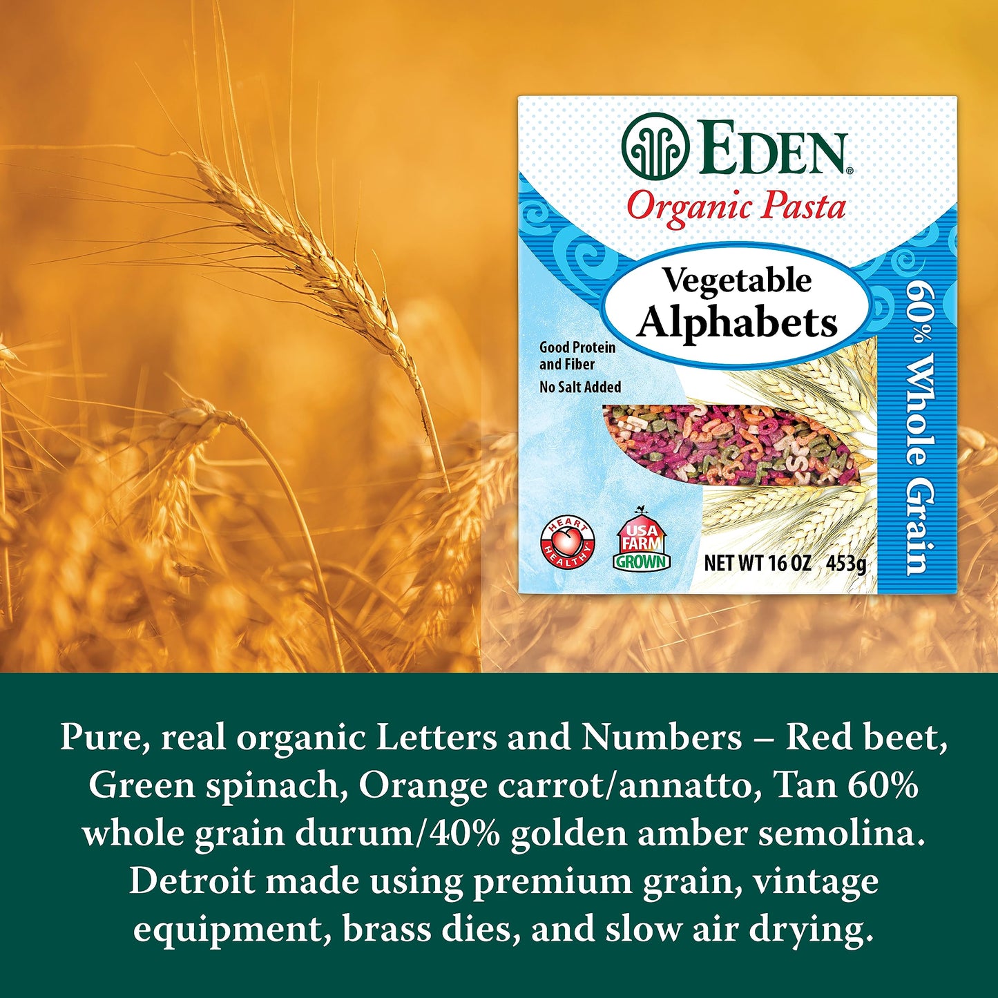 Eden Organic Pasta, Vegetable Alphabets, 16 Oz