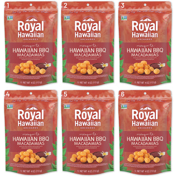 Royal Hawaiian Orchards Macadamia Nuts, Mesquite Hawaiian Bbq, 4Oz (Pack Of 6)