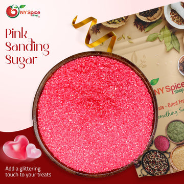 Ny Spice Shop Pink Sanding Sugar For Memorial Day - 8 Ounce Sweet Colorful Edible Sprinkles For Candy Dish - Chocolate Sprinkles