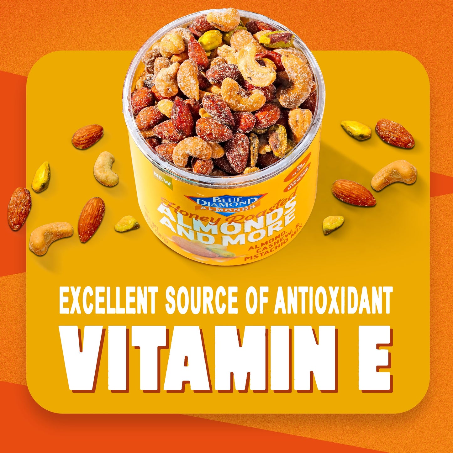 Blue Diamond Almonds, Mixed Nuts Sweet Honey Roasted Deluxe Snack Nuts, Almonds, Pistachios, And Cashews, 14Oz. Can (Pack Of 1)