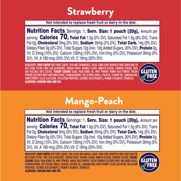 Welchs Fruit Snacks Fruit n Yogurt Variety Pack Strawberry Mango Peach Gluten Free Bulk Pack Single Serve 0.7 oz Bags (Pack of 40)