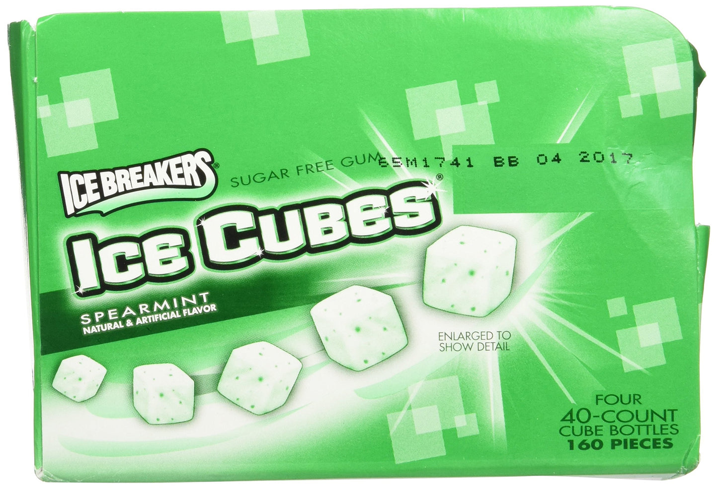 Ice Breakers Ice Cubes Spearmint Gum Bottle Pack- 4 Ct