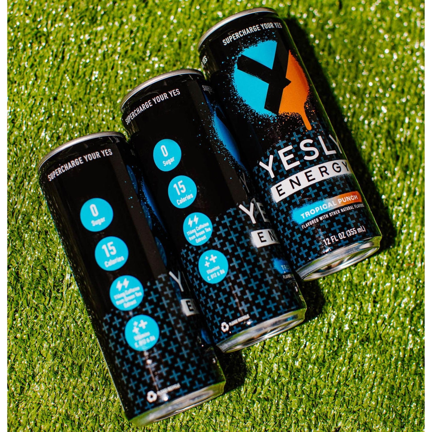Yesly Energy Drink Tropical Punch Naturally Flavored Sparkling Energy Drink With Electrolytes Magnesium Potassium Vitamin C B6 & B12 Natural Caffeine From Green Tea 12 Fl Oz Cans 12 Pack