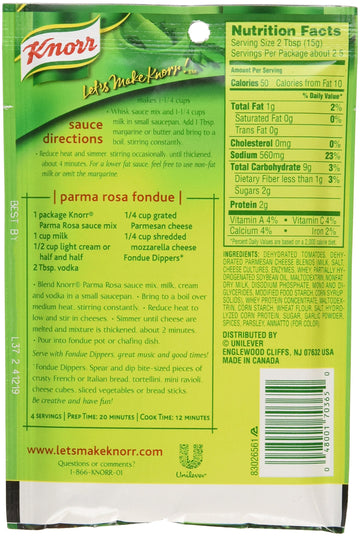 Knorr Pasta Sauces, Parma Rosa Sauce Mix, 1.3 Oz (Pack Of 6)