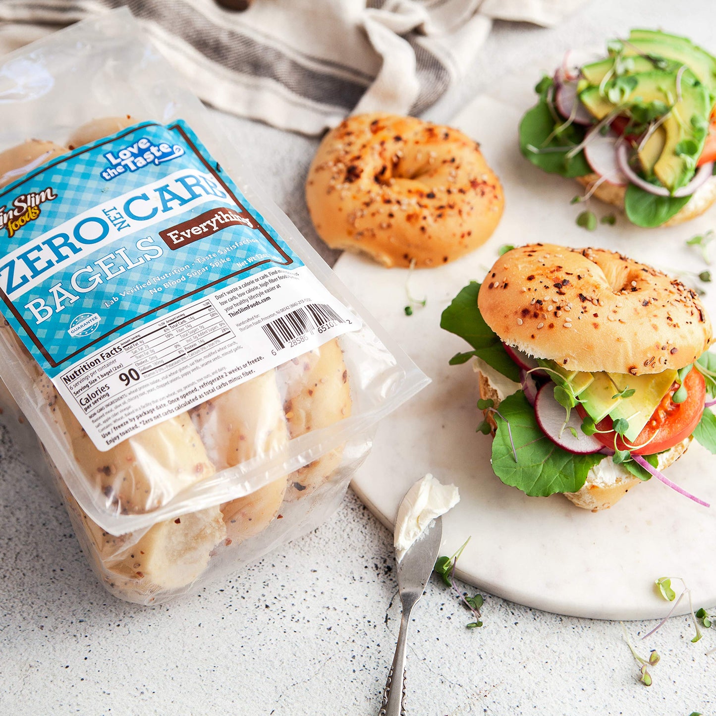 ThinSlim Foods Keto Bagels - Low Carb Everything - 1 Pack (6 Zero Net Carb Bagels)