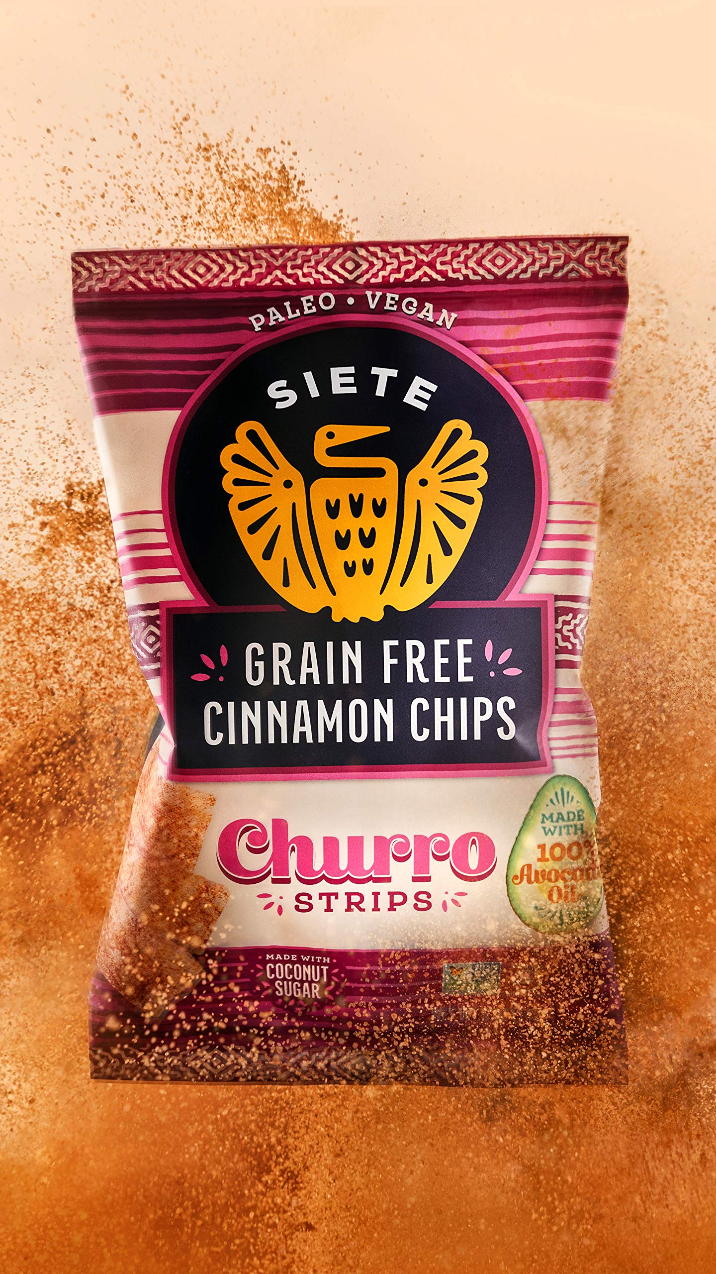 Siete Grain Free Churro Strips | Gluten Free Chips | Vegan Snacks | Non Gmo | 5 Ounce (Pack Of 12)
