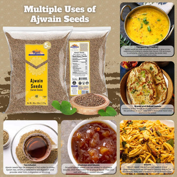 Rani Ajwain Seeds Whole - 80oz (5lbs) Bulk, All Natural, Vegan, Gluten Friendly, NON-GMO, Kosher, Indian Origin