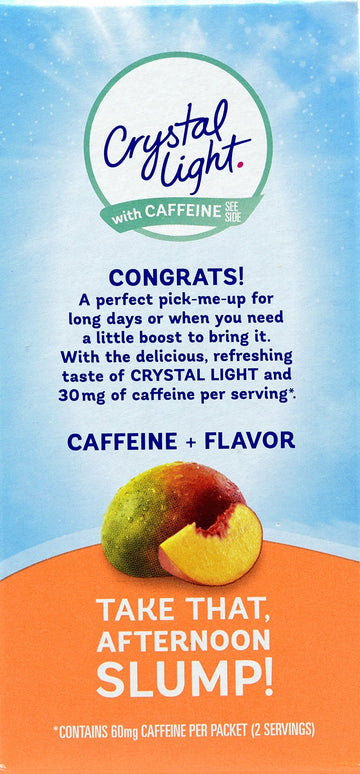Crystal Light Peach Mango Drink Mix, Caffeinated, 10 Packets, Pack of 25