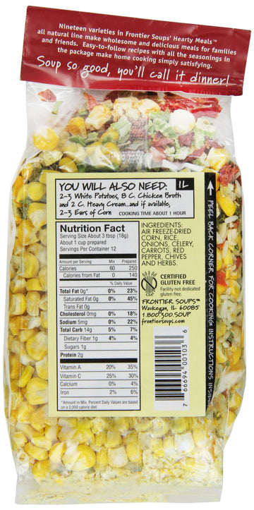 Frontier Soups Hearty Meals Illinois Prairie Corn Chowder Mix, 7 Ounce