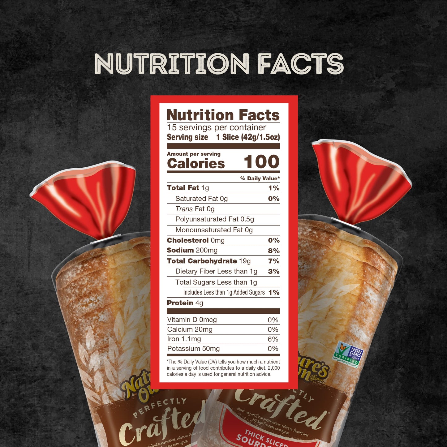 Natures Own Perfectly Crafted Sourdough Bread, Thick Sliced Non-GMO Sourdough Bread, 22 oz Loaf