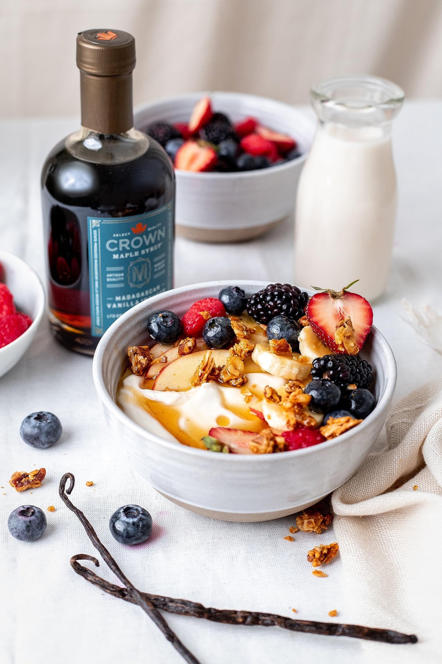 Crown Maple Madagascar Vanilla Infused Organic Maple Syrup, 25 Fl Oz, 6-Pack, Real Vanilla Bean, Pancakes, Baking, Cocktails & B