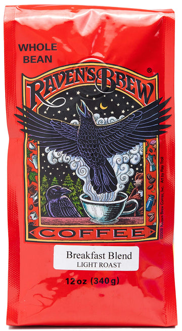 Raven'S Brew Coffee Light Roast Whole Bean - Breakfast Blend 12Oz