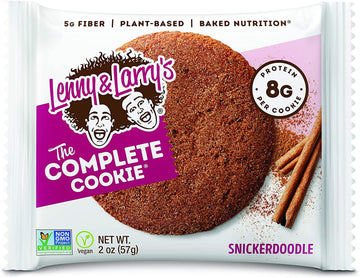 Lenny & Larrys The Complete Cookie, Snickerdoodle, Soft Baked, 8G Plant Protein, Vegan, Non-Gmo, 2 Ounce Cookie (Pack Of 12)
