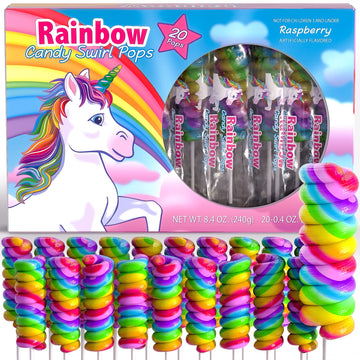 Unicorn Lollipops Individually Wrapped 20Pk- Unicorn Party Favors - Unicorn Candy For Unicorn Goodie Bags - Rainbow Candy For Rainbow Party Favors & Unicorn Birthday Decorations