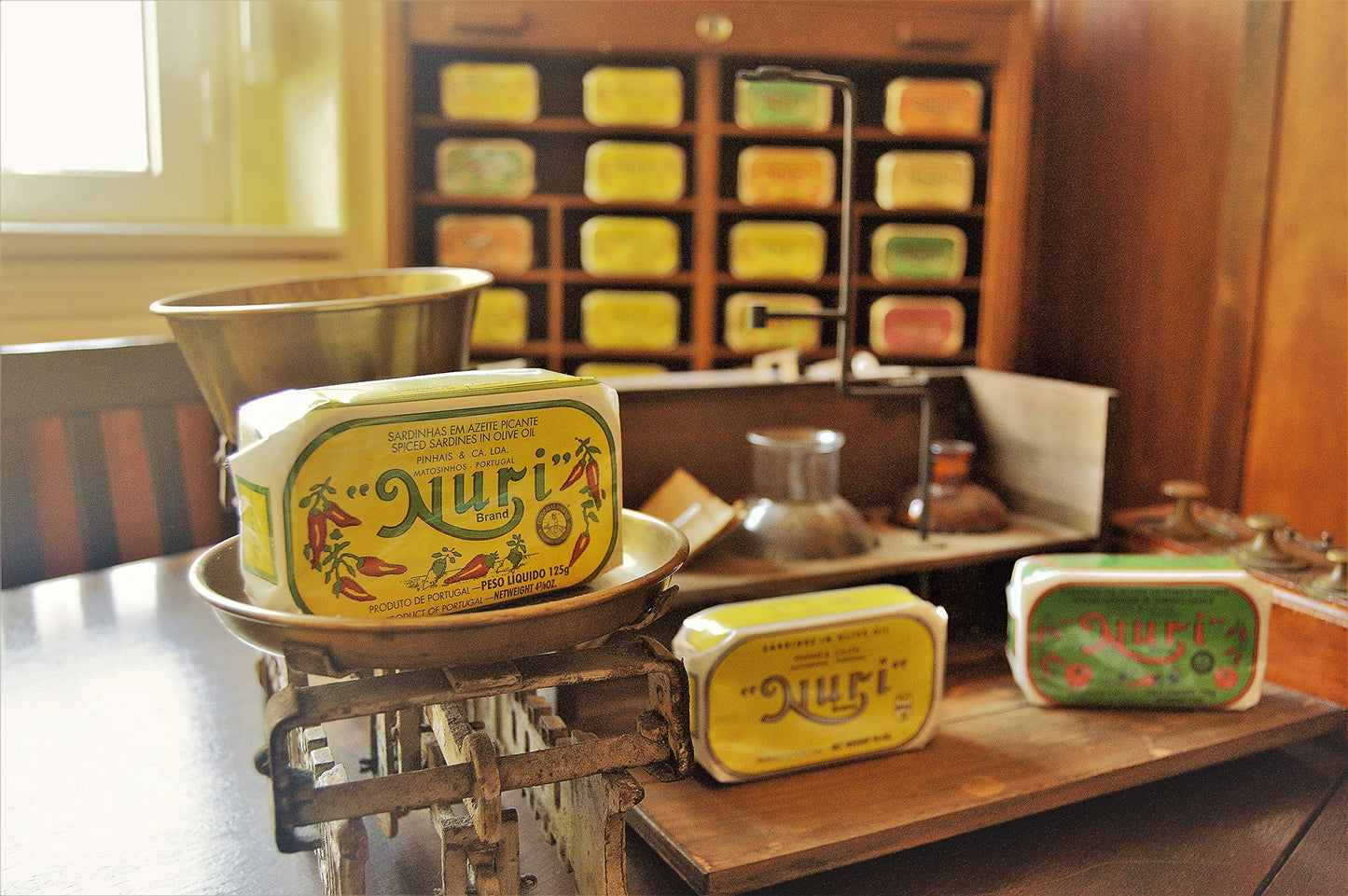 Nuri Portuguese Sardines Variety Pack | 4 Pack Bundle | One Of Each | Pure Olive Oil, Spiced Pure Olive Oil, Tomato And Olive Oi