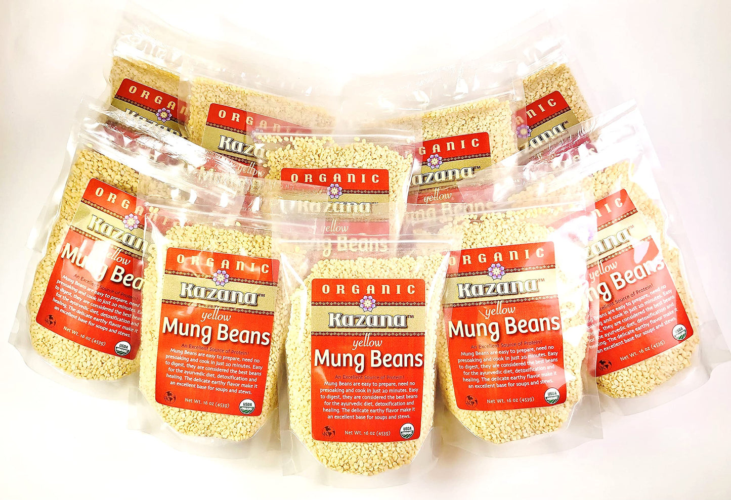 Kazana Yellow Mung Beans, Usda Certified Organic - 16 Oz (453G)