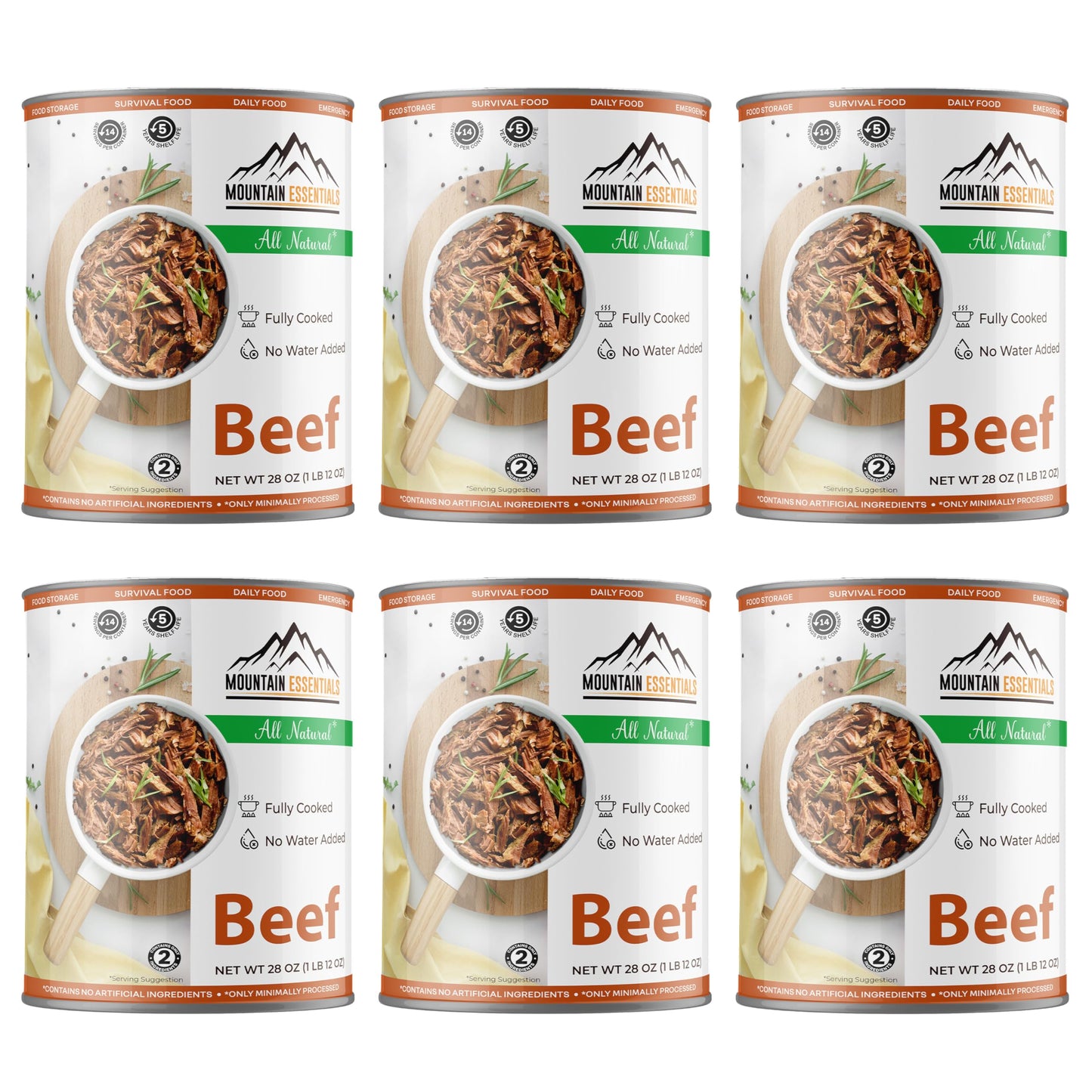 Mountain Essentials All Natural Fully Cooked Ready To Eat Canned Beef 28 Oz Gluten Free | No Carbs | No Water Added | No Artific