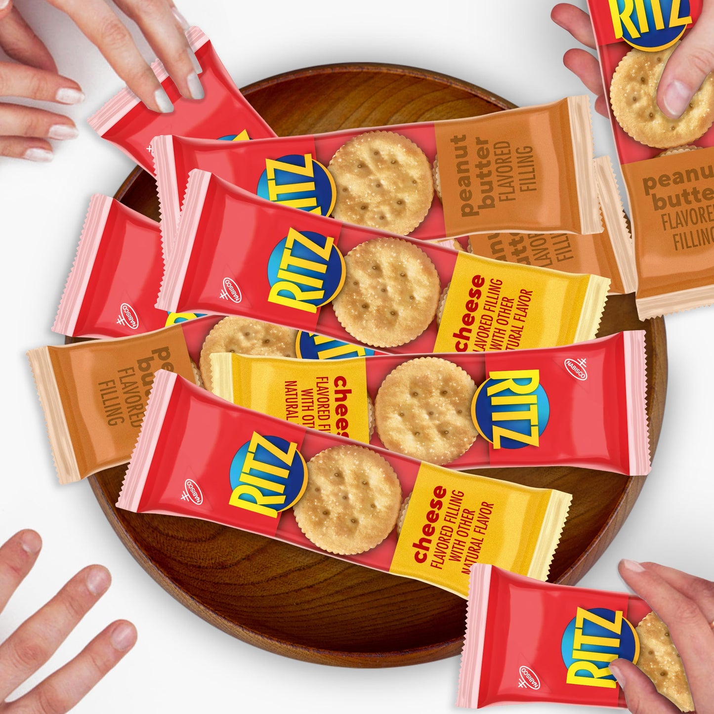 RITZ Peanut Butter and Cheese Sandwich Crackers Variety Pack, Lunch Snacks, 20 Snack Packs (6 Crackers Per Pack)