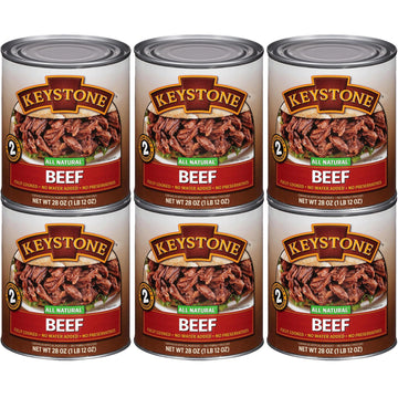 Keystone Meats All Natural Heat and Serve Beef 28 Oz Fully Cooked Canned Meat Long Shelf Life Emergency Survival Canned Food Rea