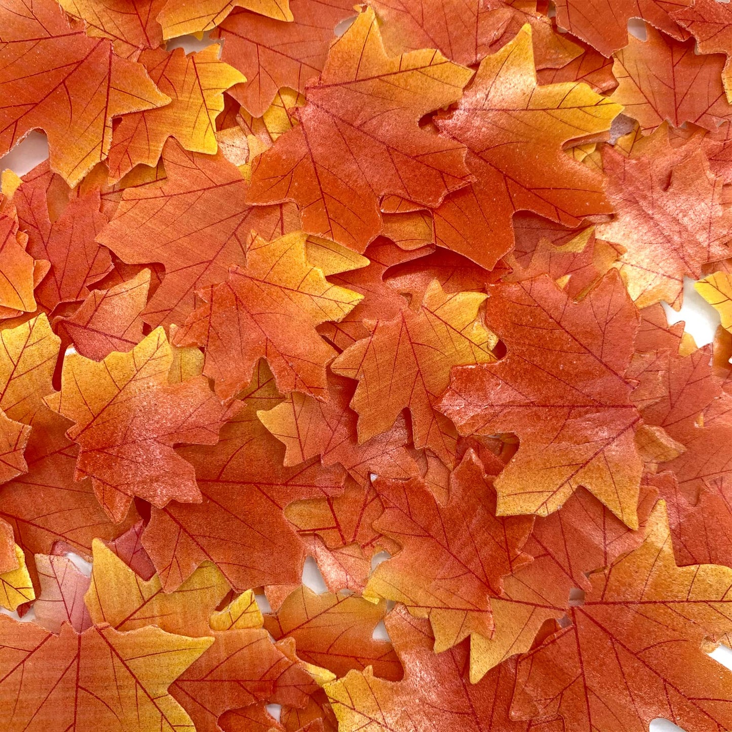 Weraru Edible Fall Leaves Cupcake Toppers, 90 Pcs, Gold Leaf Design, Red Paper Party Decorations