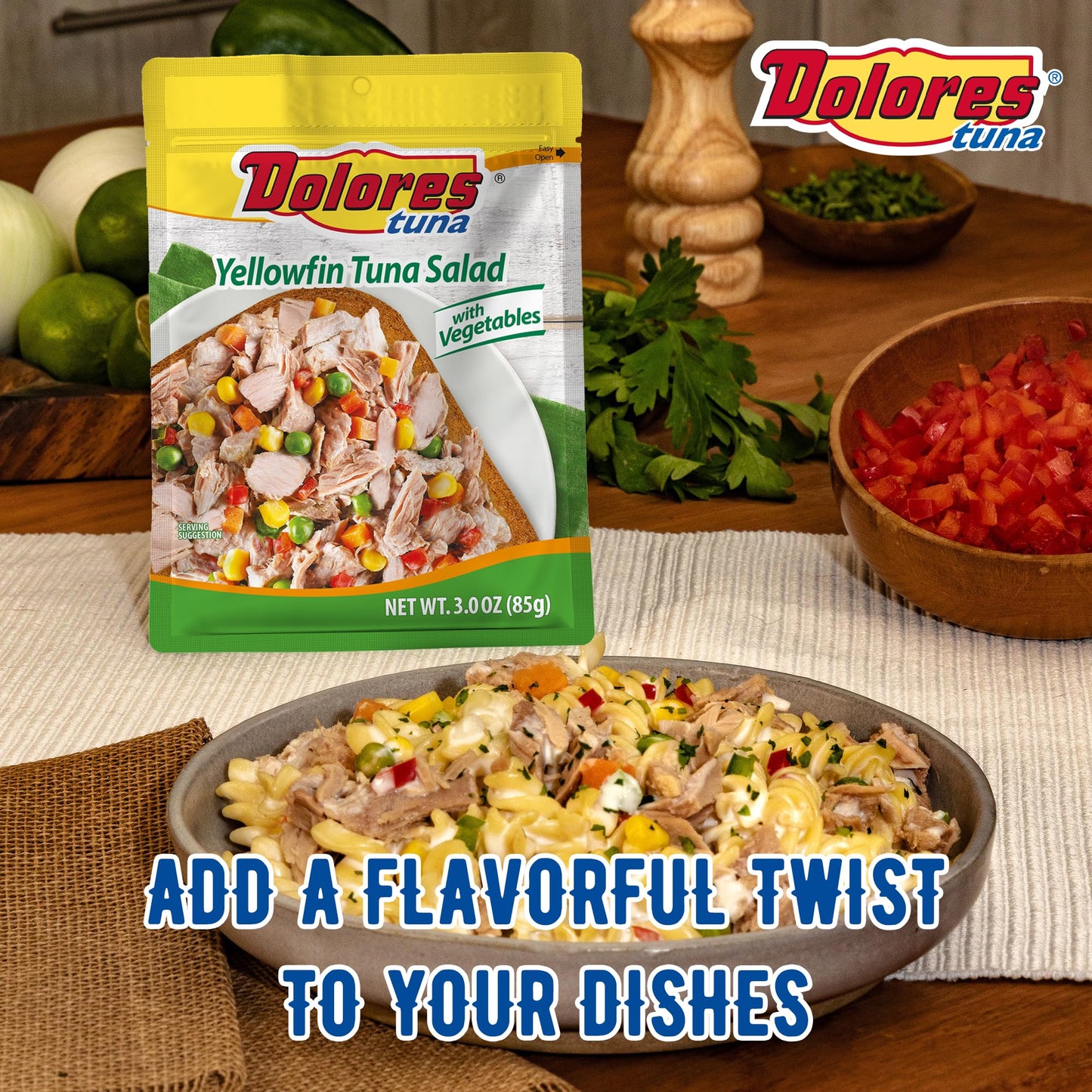 Dolores Chunk Light Yellowfin Tuna Salad With Vegetables, 3 Oz (Pack Of 24)