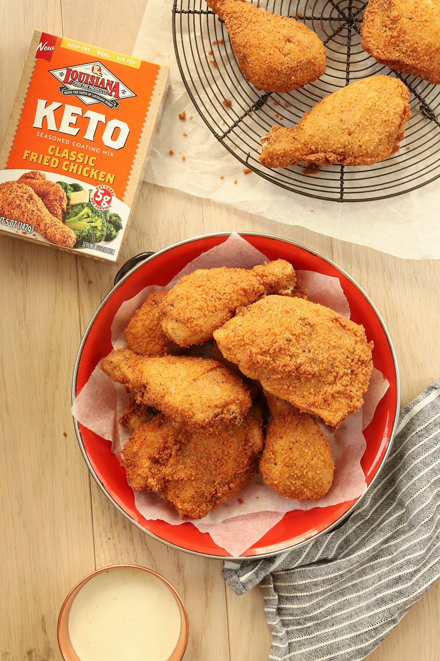 Louisiana Fish Fry Products Classic Fried Chicken Keto Seasoned Coating Mix – 5 Oz, Pack Of 6 – Bake, Deep Fry, & For Use In Air Fryer – Delicious & Crunchy Texture