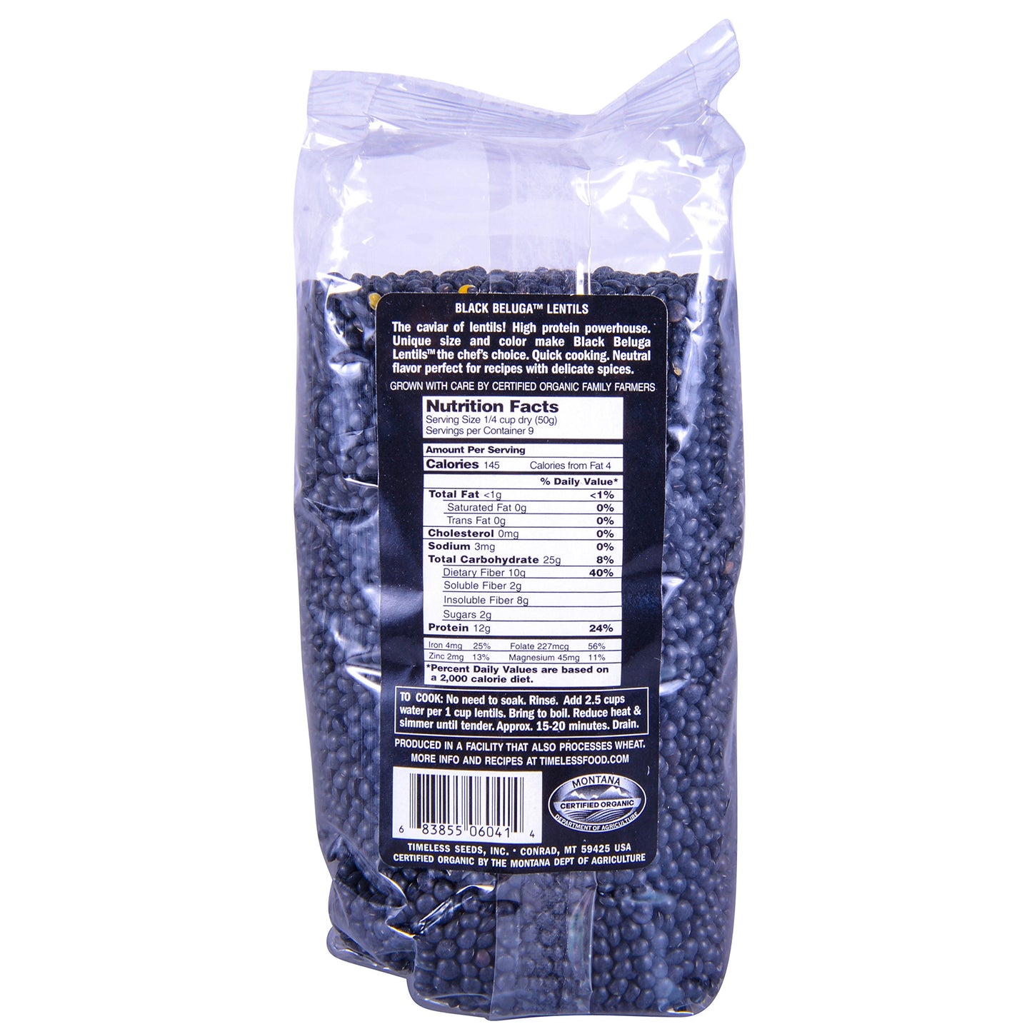 Timeless Organic Black Beluga Lentils, 16 Oz