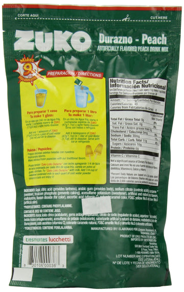 Zuko Instant Drink-Peach, 14.1-Ounce (Pack of 6)