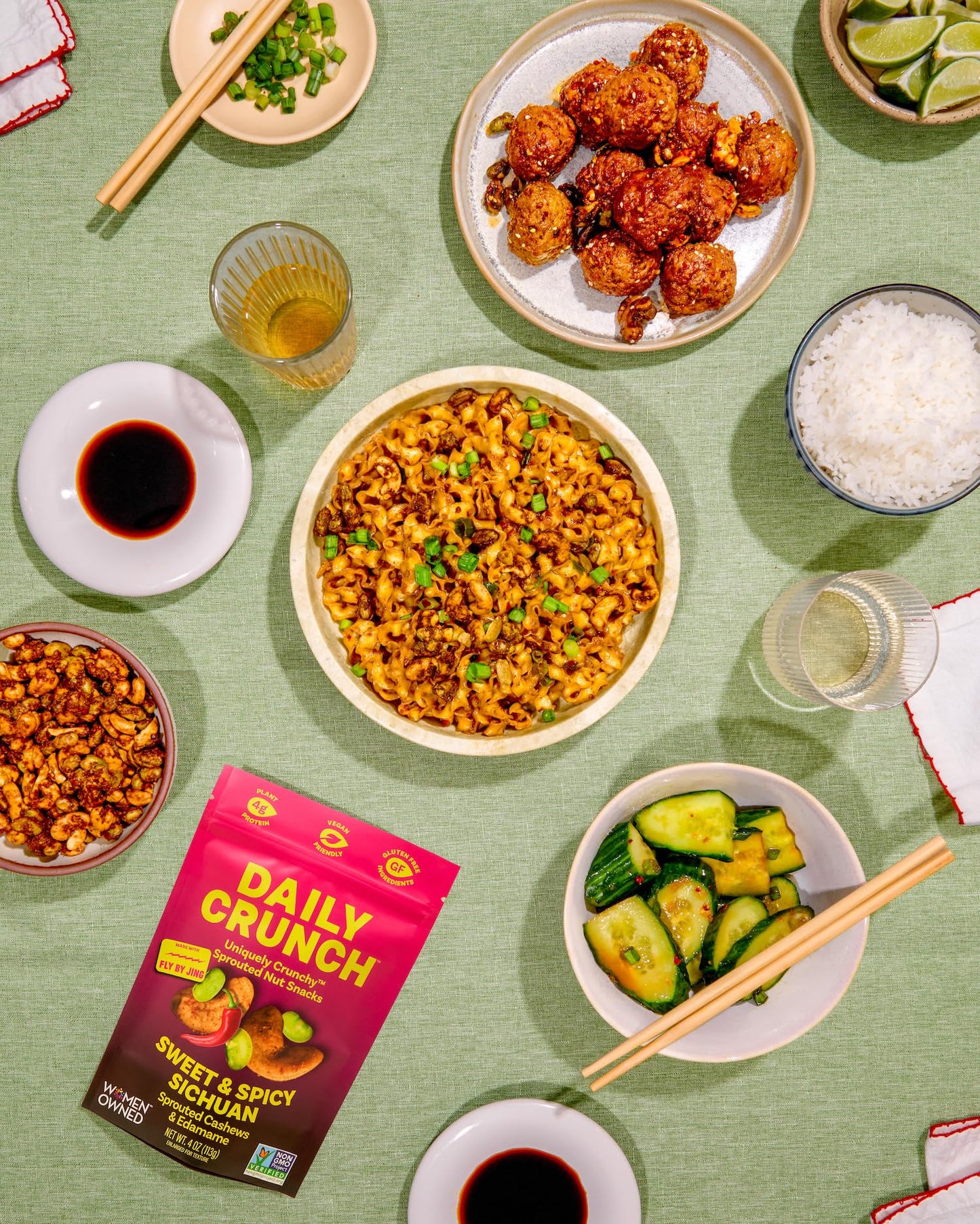 Daily Crunch Sweet & Spicy Sichuan Sprouted Cashews And Edamame, Zero Seed Oils, Keto Friendly, Gluten Free, 4Oz, 2 Pack