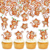 Cyodoos Edible 42Pcs Monkey Cupcake Toppers Wafer Paper Animal Zoo Theme Monkey Cupcake Picks Baby Shower Kids Birthday Party Ca