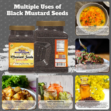 Rani Black Mustard Seeds Whole Spice (Kali Rai) 42Oz (2.7Lbs) 1.22Kg Bulk Pet Jar ~ All Natural | Gluten Friendly | Non-Gmo | Ko