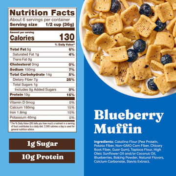 Catalina Crunch Protein Cereal - Breakfast Cereal With 10G Of Protein, No Added Sugar - Gluten Free, Keto Friendly - Blueberry M