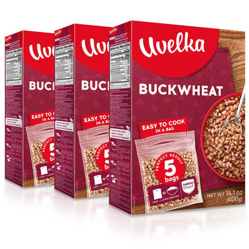 Uvelka Kasha Buckwheat Boil In Bag - 5X80Gr (14Oz), Pack Of 3, Organic Food