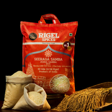 Rigel Spices Premium Seeraga Samba Rice - Aromatic Aged Short-Grain Rice, 10 Lbs (4.54 Kg) | Authentic South Indian Rice For Bir