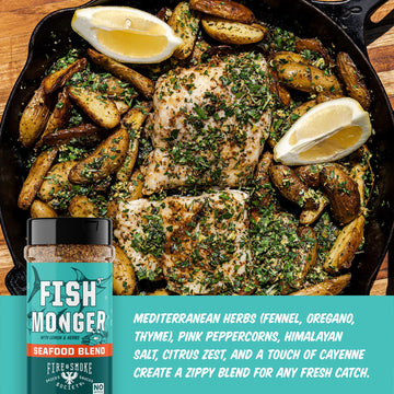 Fire & Smoke Society Fish Monger Seafood Seasoning | BBQ Rub | 9.5 oz (2-Pack) | Himalayan Pink Salt, Garlic, Herbs, Citrus Peels