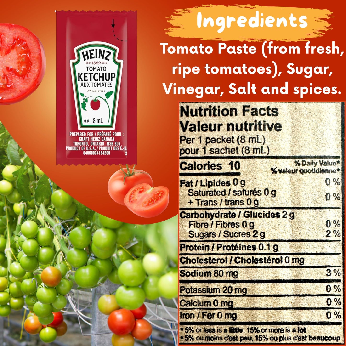 Heinz Condiment Packets Ketchup and Mustard (100 Total; 50 Each Flavor)