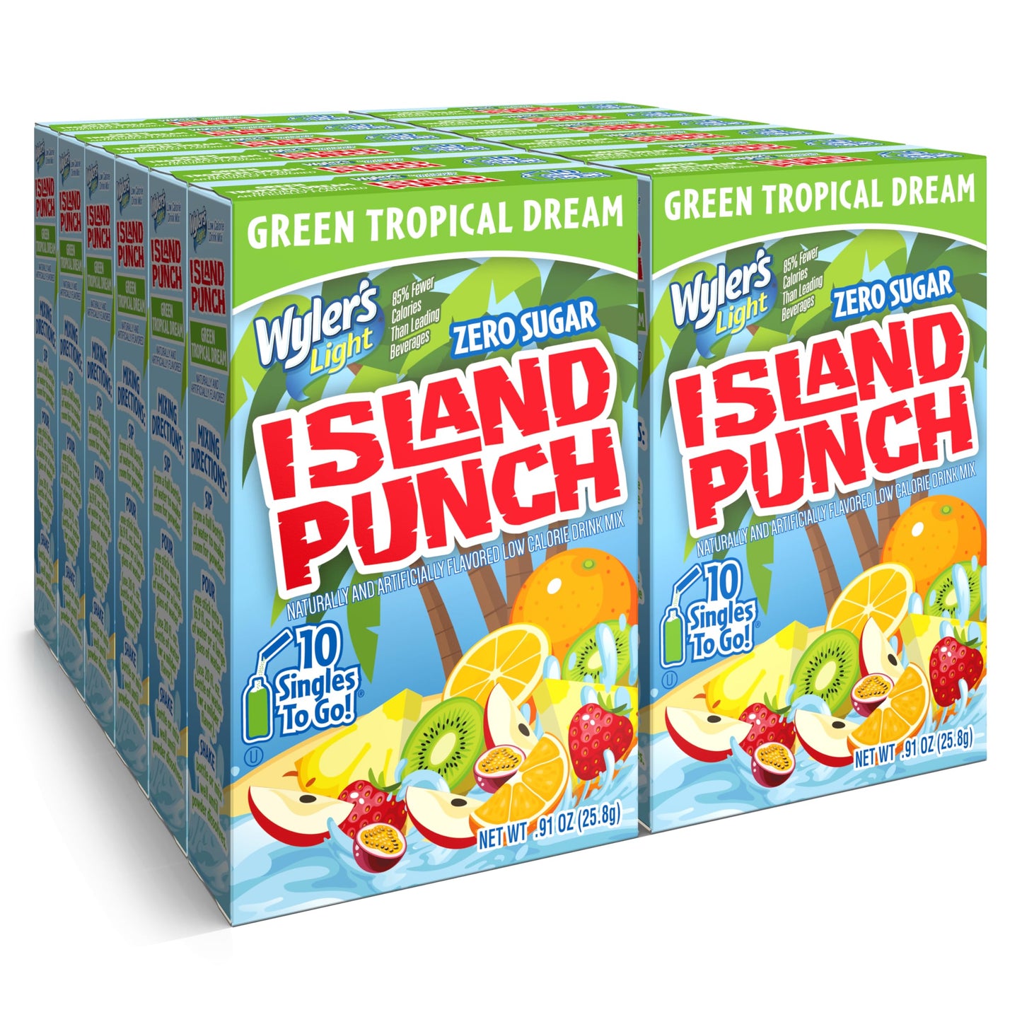 Wylers Light Island Punch, Green Tropical Dream, 10 CT, 18.72 Ounce Pack
