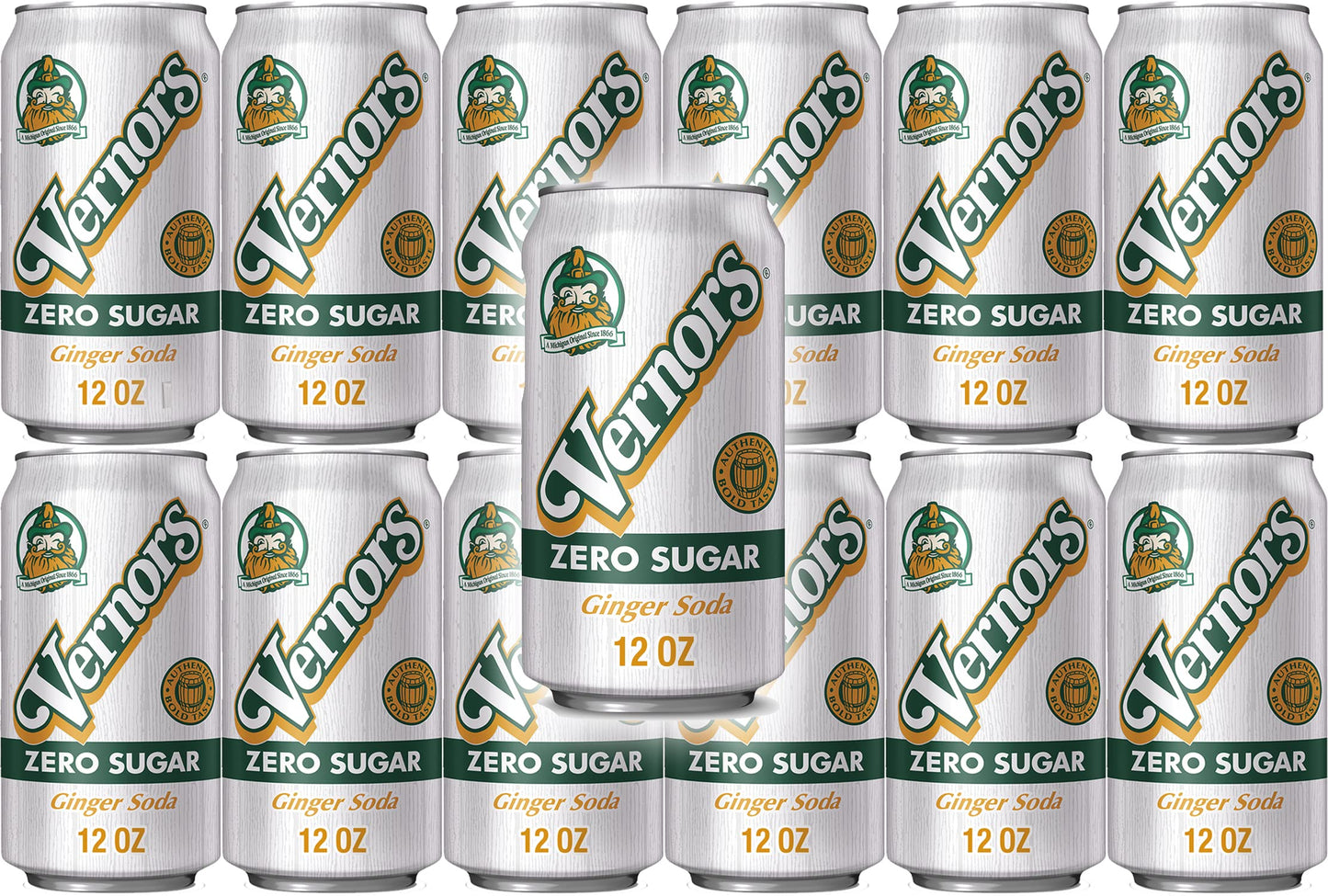 Vernors Ginger Ale Diet, 12 oz Can, Pack of 12, Golden Color