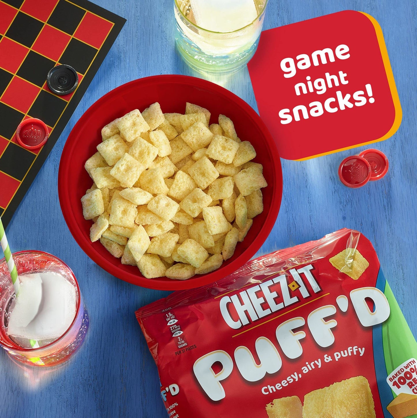 Cheez-It Puff 'D Cheesy Baked Snacks, Puffed Snack Crackers, Kids Snacks, White Cheddar, 2.156Lb Case (6 Bags)