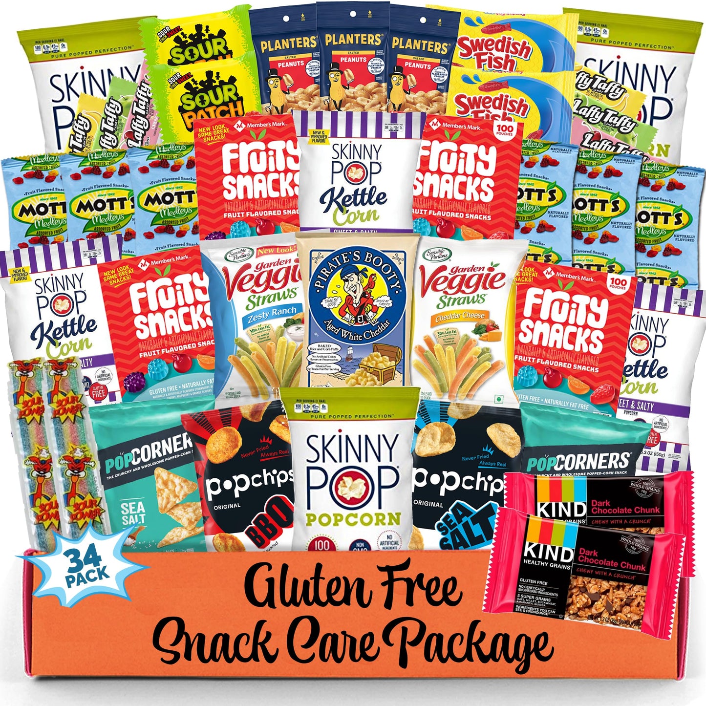 Snack Box Gluten Free Healthy Snacks Care Package (34 Count) For College Students, Exams, Father'S Day, Military, Finals, Office