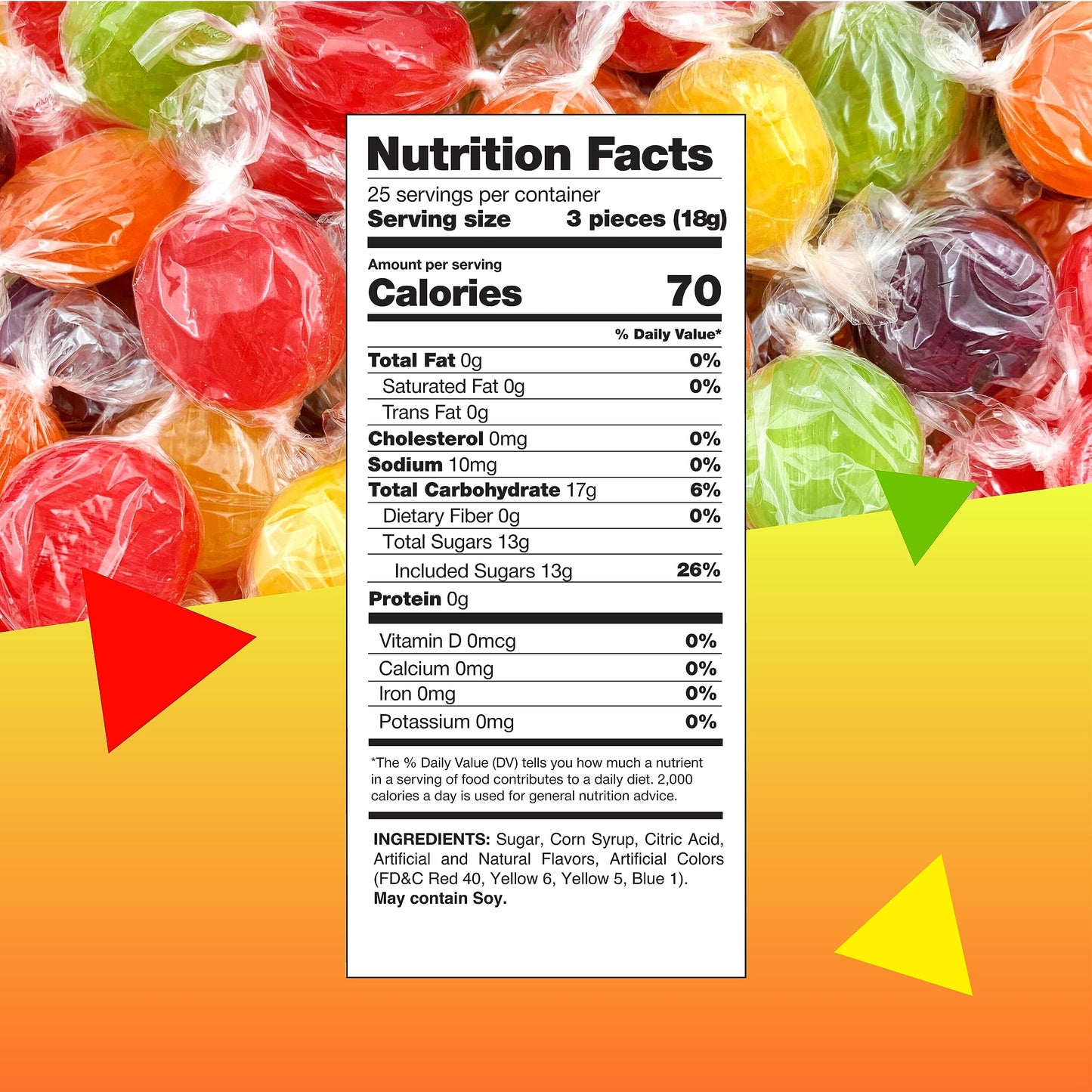 Assorted Fruit Discs Hard Candy (1 Pound Bag - Approx. 70 Count)