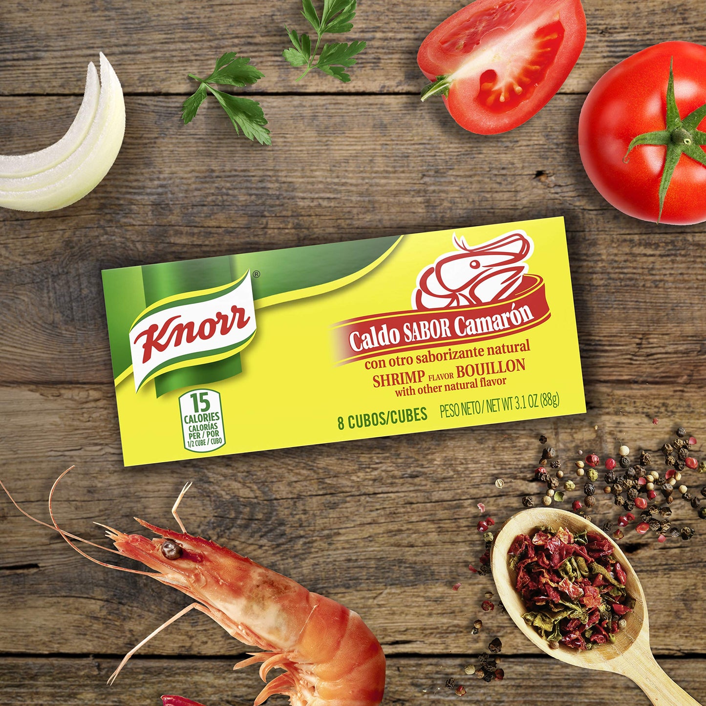 Knorr Bouillon Cubes For Sauces, Soups and Stews Shrimp Flavor Bouillon/Caldo Camar n Naturally Flavored 3.1 oz, 8 Ct