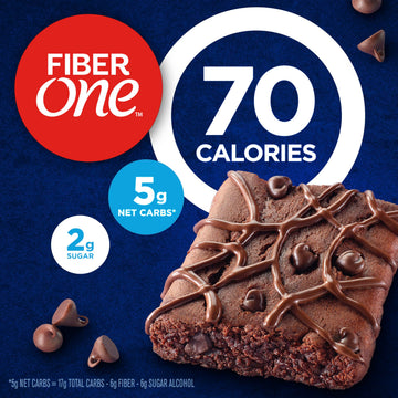 Fiber One 70 Calorie Brownies, Chocolate Fudge, Snack Bars, Value Pack, 12 Bars, 10.6 oz