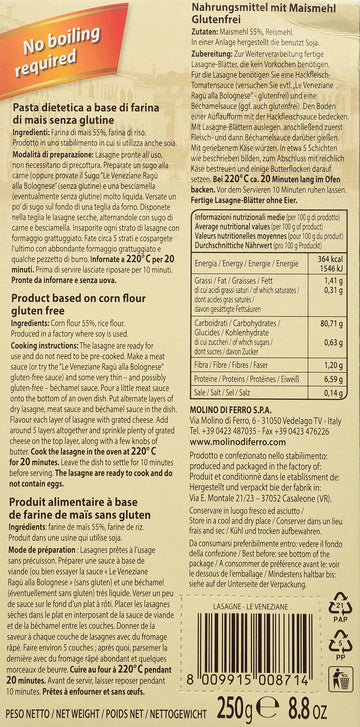 Le Veneziane Gluten Free Lasagne Sheets, 8.8 Ounce (Pack Of 2)