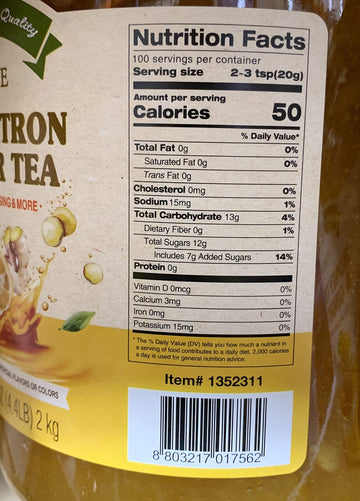 VONBEE Honey Citron & Ginger Tea - 4.4 lb, Natural Herbal Blend for Wellness, Perfect for Hot or Iced Tea