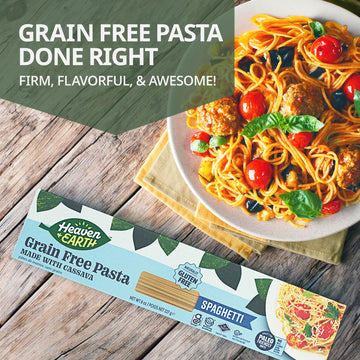 Heaven & Earth Grain Free Pasta, Cassava Spaghetti Pasta, 8Oz (3 Pack) | Paleo Pasta | Vegan | Certified Gluten Free | Kosher Fo